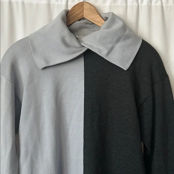 St. John Soft Gray/Black 3/4 Sleeve Pullover Knit Sweater Shirt Top *Size P*🌸🌸 - Picture 3 of 6